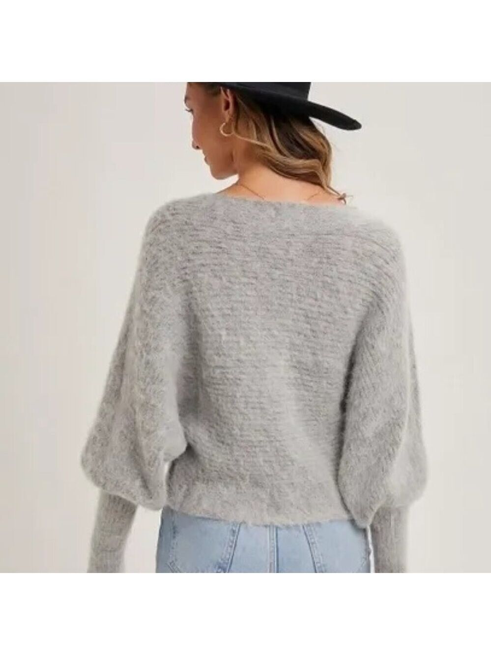 FINAL PIECES!!! CLEAR OUT!!! Boat Neck Dolman Sleeve Ribbed Fuzzy Knit Sweater - Picture 3 of 10
